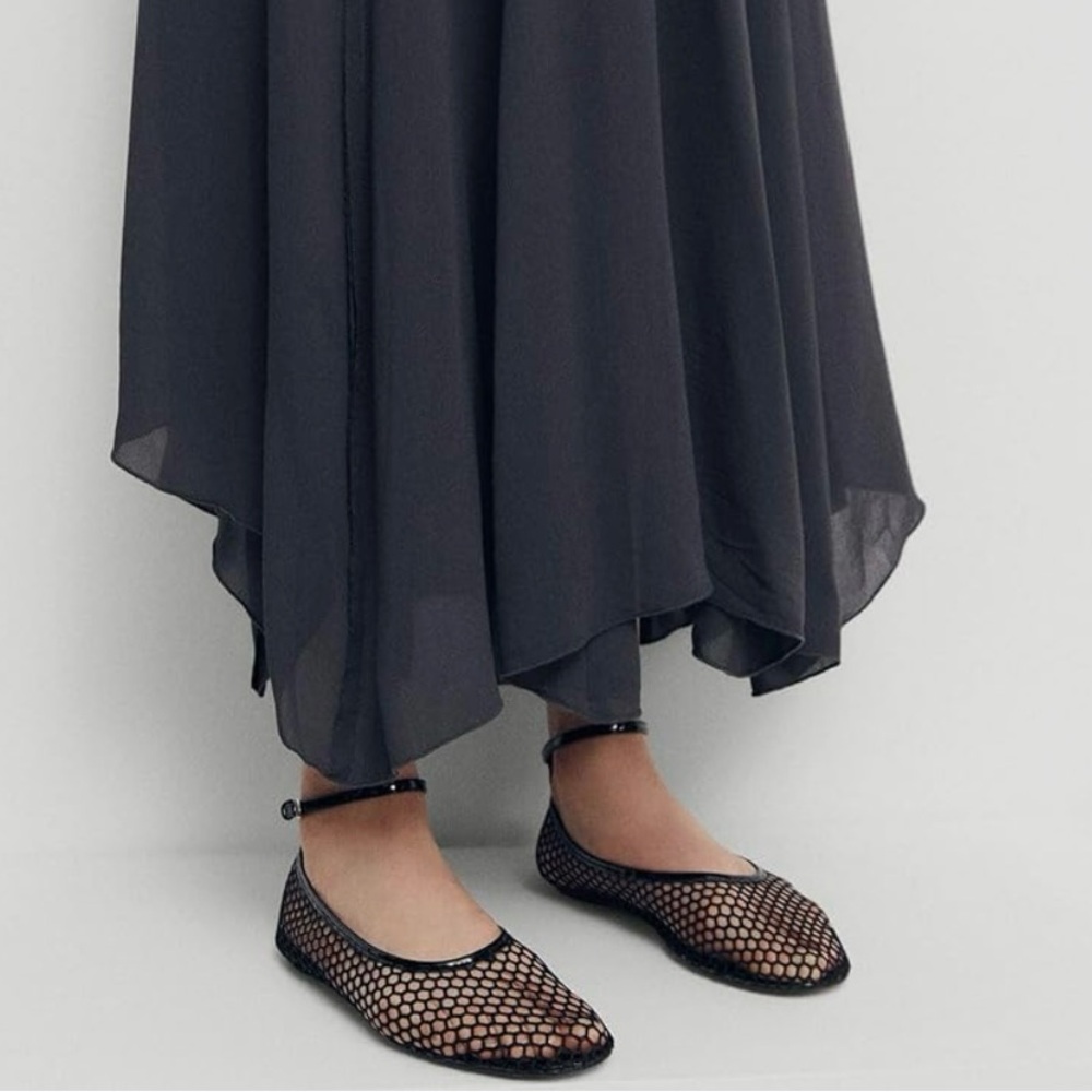 Mango net ankle bracelet flats